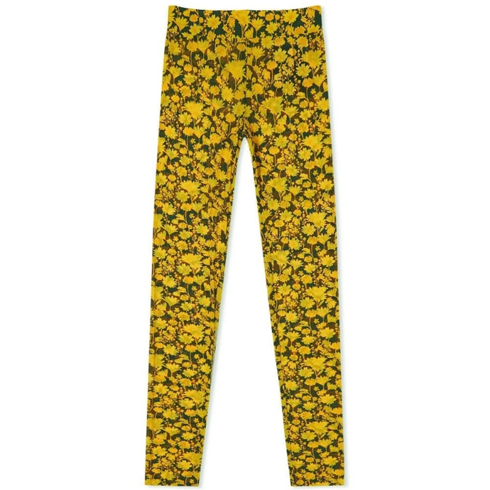 Ganni Yellow and Black Floral Mesh Leggings